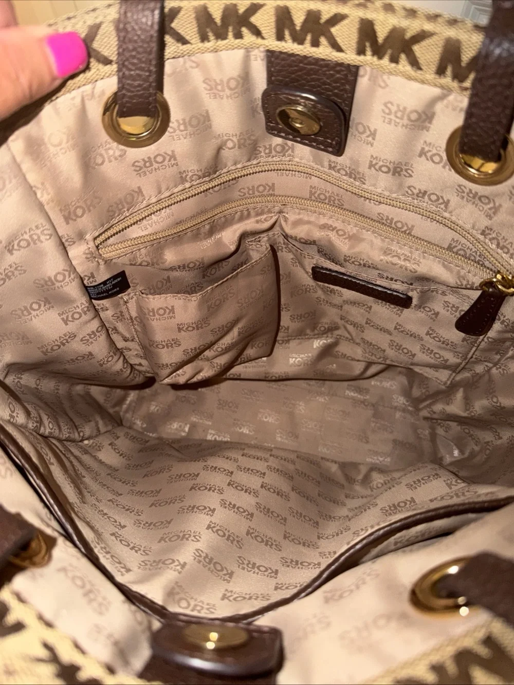 Michael Kors Tan and Brown Logo Tote